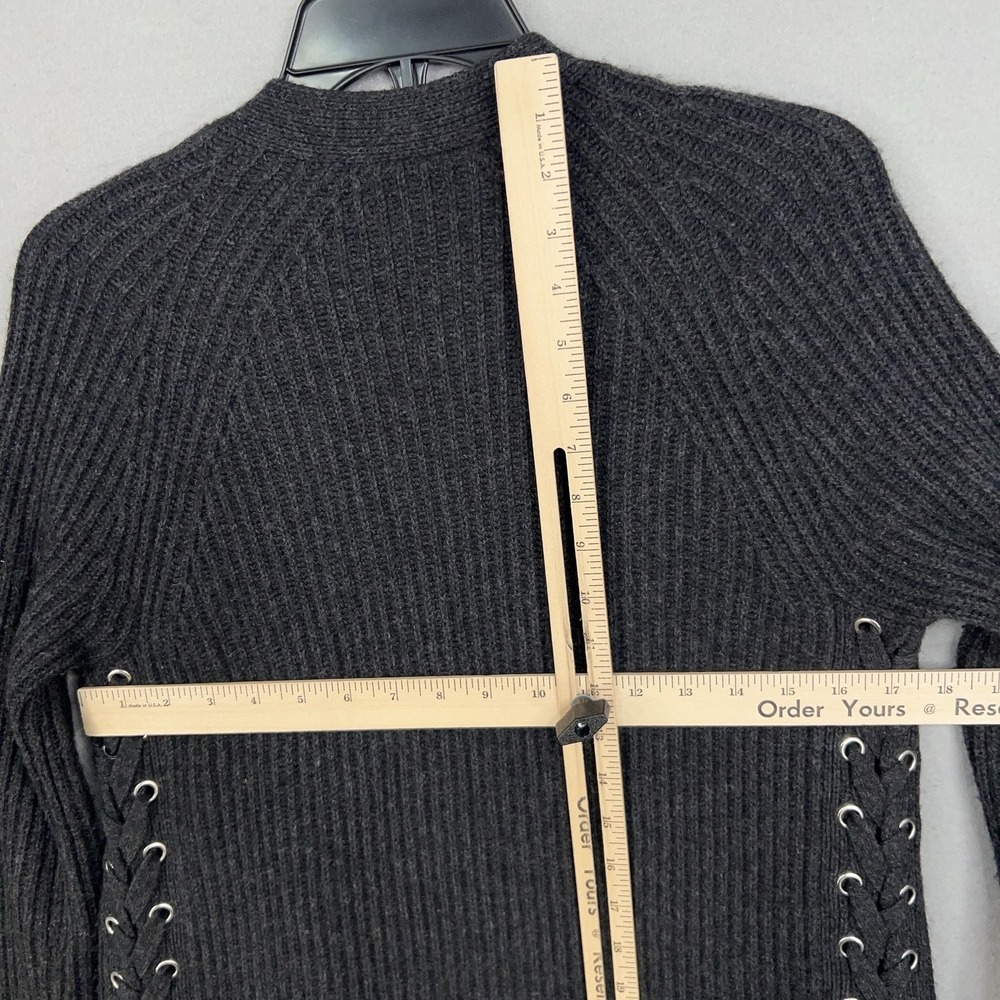 Autumn Cashmere Cardigan Sweater Womens XS Gray Ribbed Open Lace Up Sides Knit - Picture 9 of 12